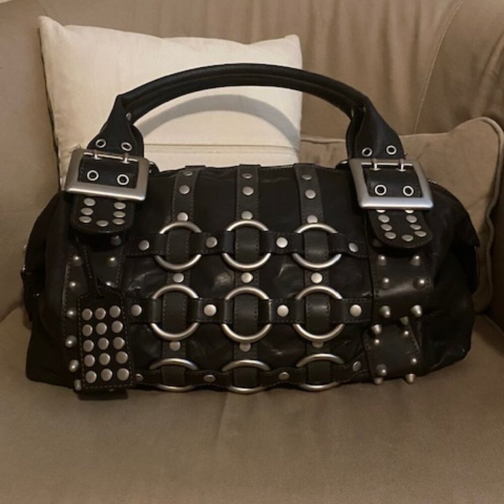 Be&D black studded leather satchel